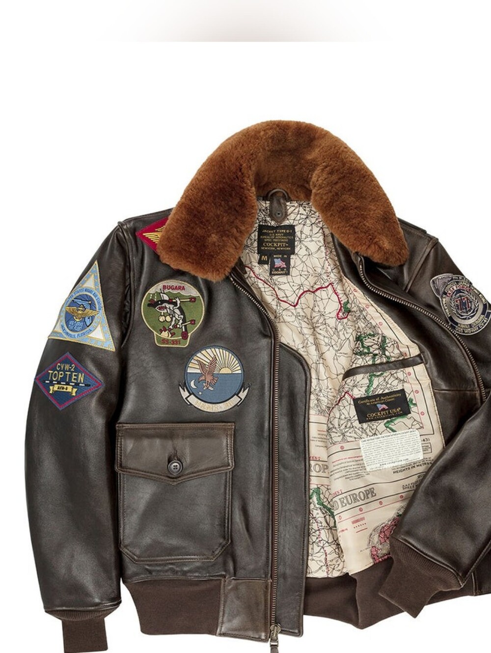 COCKPIT USA Top Gun Navy G-1 Jacket | M | Brown